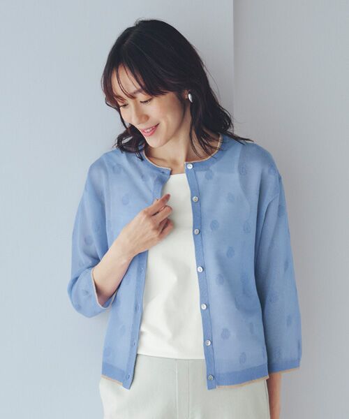 TAKASHIMAYA Style Plus / タカシマヤ スタイル・プリュ カーディガン・ボレロ | 水玉柄カーディガン(サックス)