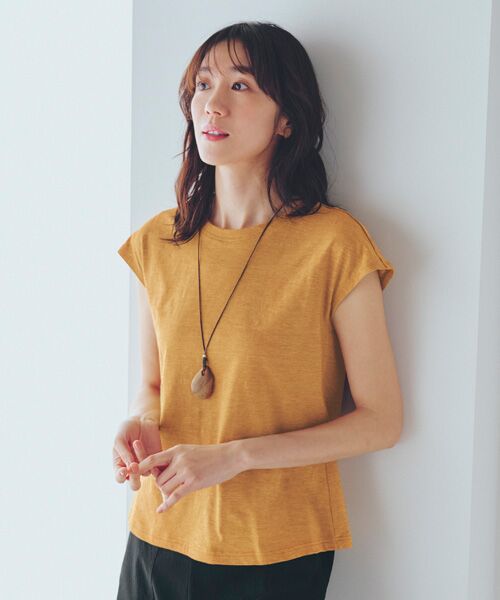 TAKASHIMAYA Style Plus / タカシマヤ スタイル・プリュ カットソー | 杢調オーガニックコットン デザインプルオーバー(マスタード)