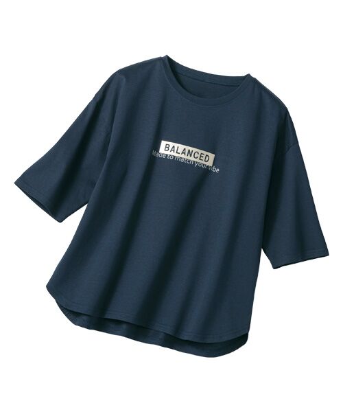 TAKASHIMAYA Style Plus / タカシマヤ スタイル・プリュ Tシャツ | 箔プリント入りプルオーバー(紺)
