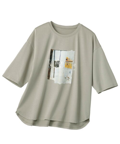 TAKASHIMAYA Style Plus / タカシマヤ スタイル・プリュ Tシャツ | 箔プリント入りプルオーバー(グレー)