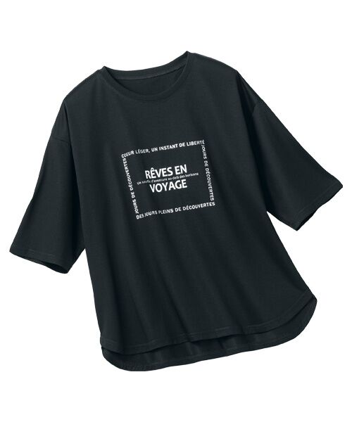TAKASHIMAYA Style Plus / タカシマヤ スタイル・プリュ Tシャツ | 箔プリント入りプルオーバー(黒)