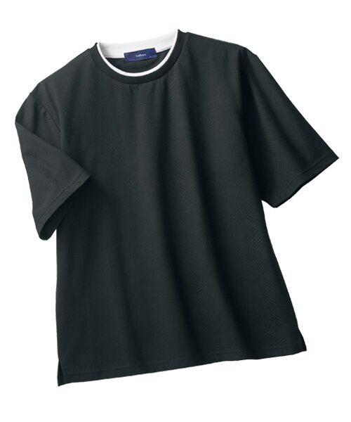 TAKASHIMAYA Style Plus / タカシマヤ スタイル・プリュ Tシャツ | ジャカード二重襟Tシャツ(ブラック)