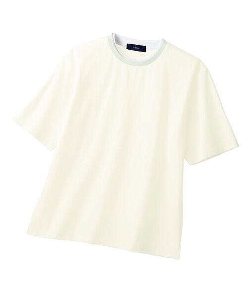 TAKASHIMAYA Style Plus / タカシマヤ スタイル・プリュ Tシャツ | ジャカード二重襟Tシャツ(オフホワイト)