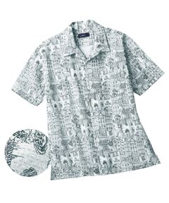 TAKASHIMAYA Style Plus / タカシマヤ スタイル・プリュ シャツ・ブラウス | サッカープリント開襟半袖シャツ