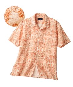 TAKASHIMAYA Style Plus / タカシマヤ スタイル・プリュ シャツ・ブラウス | サッカープリント開襟半袖シャツ