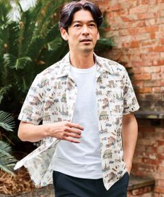 TAKASHIMAYA Style Plus / タカシマヤ スタイル・プリュ シャツ・ブラウス | サッカープリント開襟半袖シャツ
