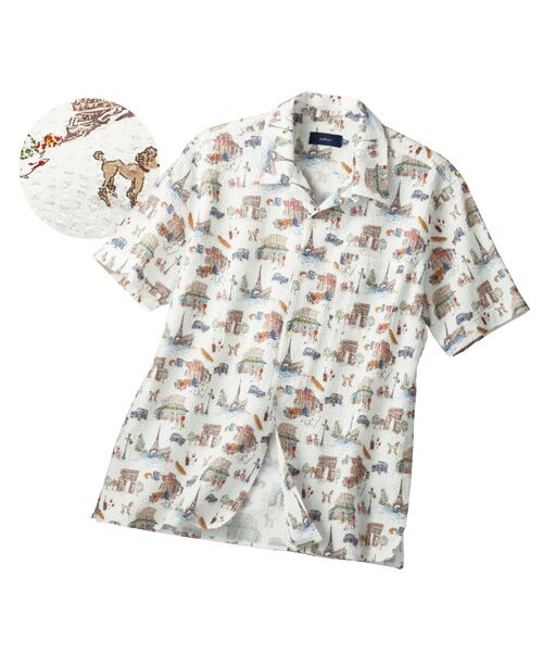 TAKASHIMAYA Style Plus / タカシマヤ スタイル・プリュ シャツ・ブラウス | サッカープリント開襟半袖シャツ | 詳細1
