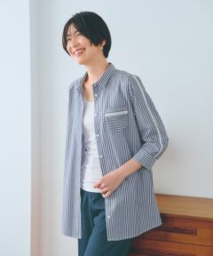 TAKASHIMAYA Style Plus / タカシマヤ スタイル・プリュ シャツ・ブラウス | レース使い先染めシャツ