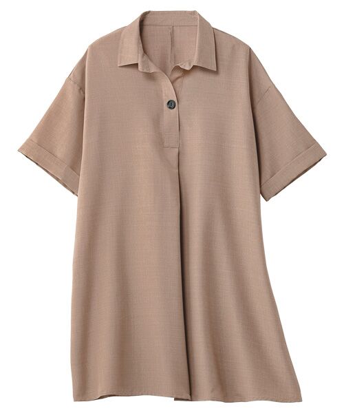 TAKASHIMAYA Style Plus / タカシマヤ スタイル・プリュ シャツ・ブラウス | 襟付チュニックブラウス(ベージュ)