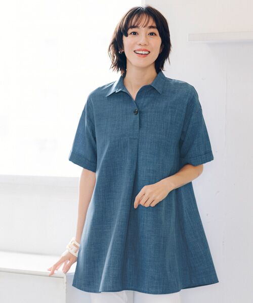 襟付チュニックブラウス