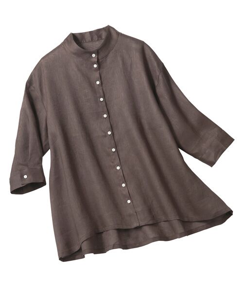 TAKASHIMAYA Style Plus / タカシマヤ スタイル・プリュ シャツ・ブラウス | 長崎五島 富江工房 フレンチリネンブラウザー(ブラウン)