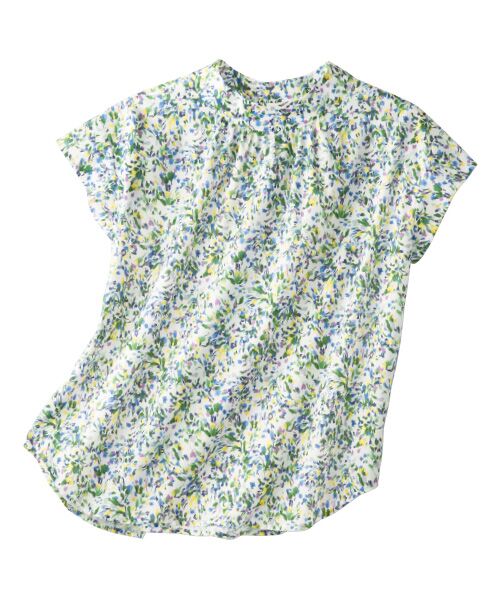 TAKASHIMAYA Style Plus / タカシマヤ スタイル・プリュ シャツ・ブラウス | プリントデザインブラウス（オフホワイト×グリーン系（小花柄））