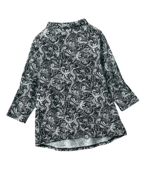 TAKASHIMAYA Style Plus / タカシマヤ スタイル・プリュ カットソー | 超長綿ファネルネックプリントプルオーバー(モノトーン(ペイズリー柄))