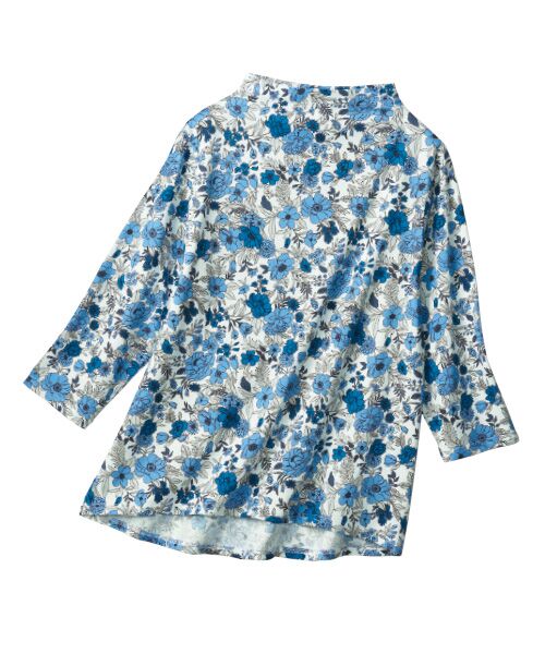 TAKASHIMAYA Style Plus / タカシマヤ スタイル・プリュ カットソー | 超長綿ファネルネックプリントプルオーバー(ブルー(花柄))