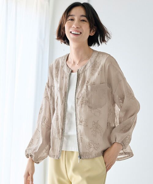 TAKASHIMAYA Style Plus / タカシマヤ スタイル・プリュ ブルゾン | フロッキー加工シアージャケット（ベージュ）