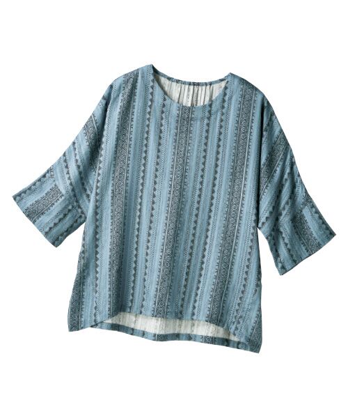 TAKASHIMAYA Style Plus / タカシマヤ スタイル・プリュ シャツ・ブラウス | 綿ドビープリントブラウス（ブルー）