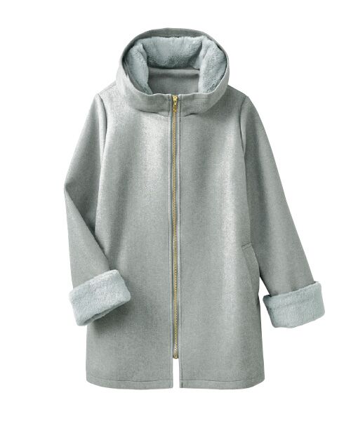 TAKASHIMAYA Style Plus / タカシマヤ スタイル・プリュ その他アウター | フェイクファー使いフェルトコート（グレー）