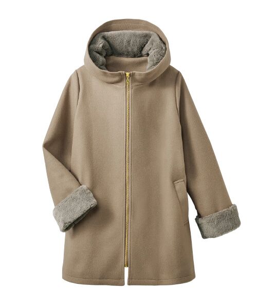 TAKASHIMAYA Style Plus / タカシマヤ スタイル・プリュ その他アウター | フェイクファー使いフェルトコート（モカ）