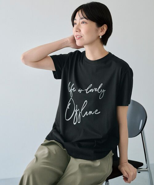 TAKASHIMAYA Style Plus / タカシマヤ スタイル・プリュ Tシャツ | 箔プリントプルオーバー(黒)
