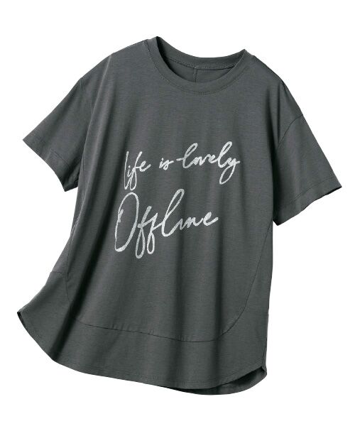 TAKASHIMAYA Style Plus / タカシマヤ スタイル・プリュ Tシャツ | 箔プリントプルオーバー(チャコール)