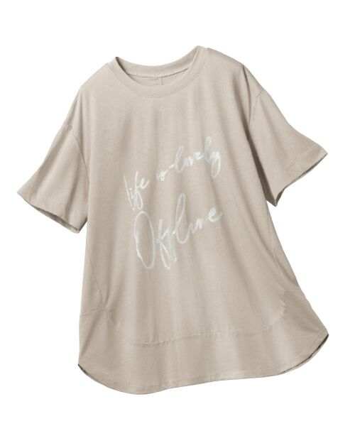 TAKASHIMAYA Style Plus / タカシマヤ スタイル・プリュ Tシャツ | 箔プリントプルオーバー(ベージュ)