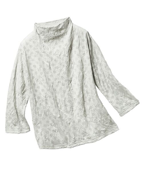 TAKASHIMAYA Style Plus / タカシマヤ スタイル・プリュ カットソー | 水玉オパールワッシャー加工プルオーバー（シルバーグレー）
