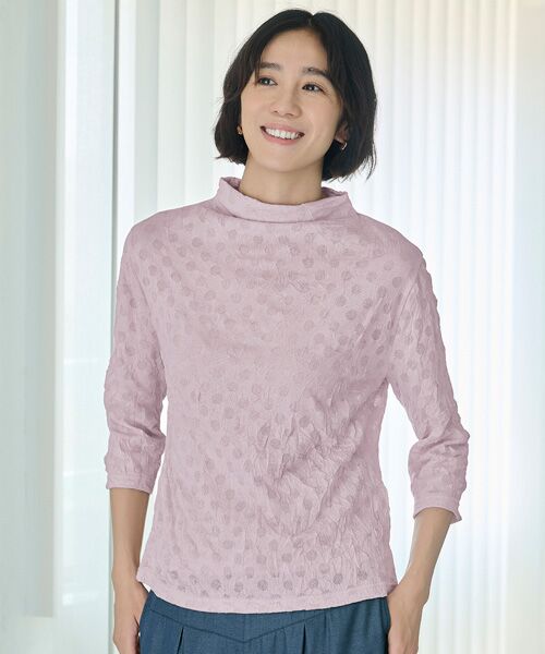 TAKASHIMAYA Style Plus / タカシマヤ スタイル・プリュ カットソー | 水玉オパールワッシャー加工プルオーバー（ピンク）