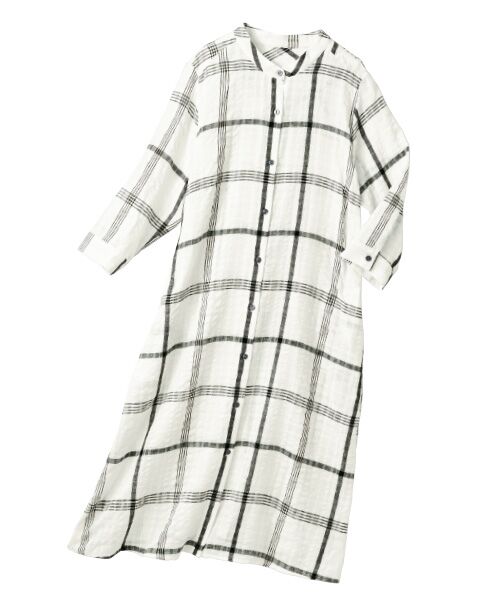 TAKASHIMAYA Style Plus / タカシマヤ スタイル・プリュ ロング・マキシ丈ワンピース | 格子柄シャツワンピース(オフホワイト系)