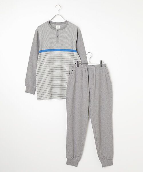 TAKEO KIKUCHI　Homewear & Underwear / タケオキクチ　ホームウエアアンドアンダーウエア ルームウェア | 長袖ヘンリーネックニットパジャマ（チャコール）