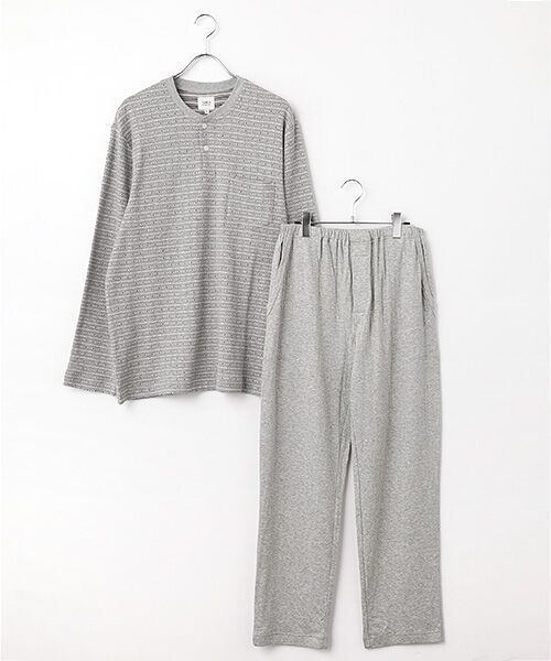TAKEO KIKUCHI　Homewear & Underwear / タケオキクチ　ホームウエアアンドアンダーウエア ルームウェア | 長袖ヘンリーネックニットパジャマ（モクグレー）