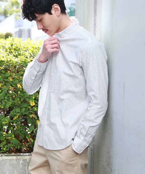 シャドーリーフストライプシャツ メンズ トップス シャツ ボタンダウン シャツ ブラウス Takeo Kikuchi タケオキクチ ファッション通販 タカシマヤファッションスクエア