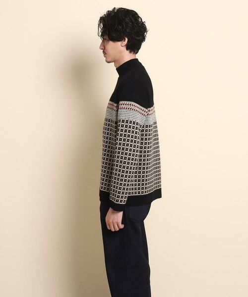 TAKEO KIKUCHI / タケオキクチ ニット・セーター | 幾何学柄ニットジャガード モックネック | 詳細3