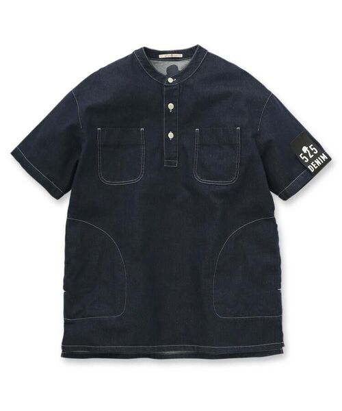 TAKEO KIKUCHI / タケオキクチ Tシャツ | 【Sサイズ～】反応染デニム ヘンリーシャツ | 詳細1