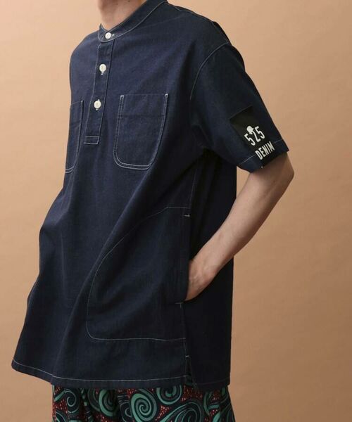 TAKEO KIKUCHI / タケオキクチ Tシャツ | 【Sサイズ～】反応染デニム ヘンリーシャツ | 詳細3
