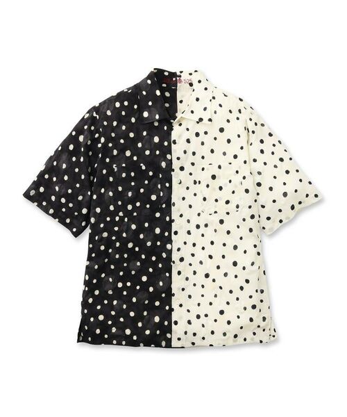 TAKEO KIKUCHI / タケオキクチ Tシャツ | 塩縮手描きドット切替5分袖シャツ | 詳細1