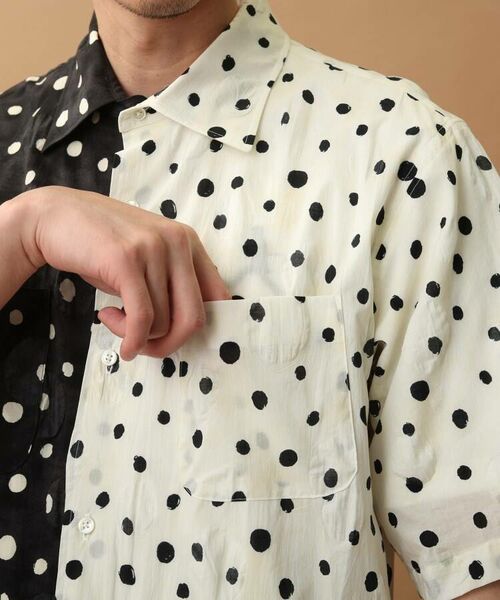 TAKEO KIKUCHI / タケオキクチ Tシャツ | 塩縮手描きドット切替5分袖シャツ | 詳細12