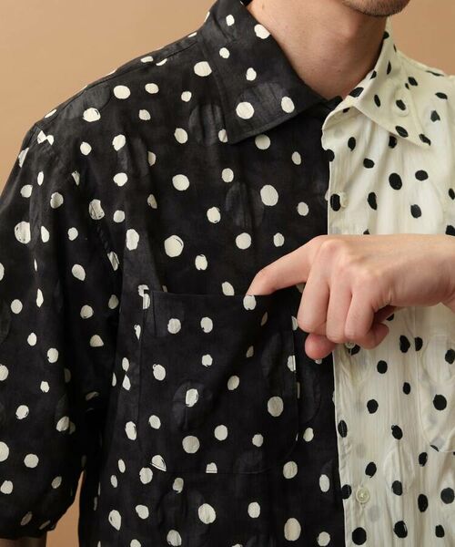TAKEO KIKUCHI / タケオキクチ Tシャツ | 塩縮手描きドット切替5分袖シャツ | 詳細13