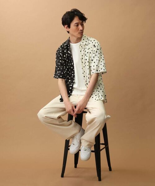 TAKEO KIKUCHI / タケオキクチ Tシャツ | 塩縮手描きドット切替5分袖シャツ | 詳細7