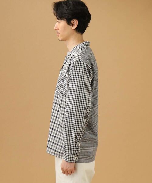 TAKEO KIKUCHI / タケオキクチ Tシャツ | 【Sサイズ~】モノトーン切替チェックシャツ | 詳細3