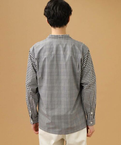 TAKEO KIKUCHI / タケオキクチ Tシャツ | 【Sサイズ~】モノトーン切替チェックシャツ | 詳細4