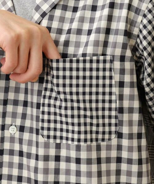 TAKEO KIKUCHI / タケオキクチ Tシャツ | 【Sサイズ~】モノトーン切替チェックシャツ | 詳細6