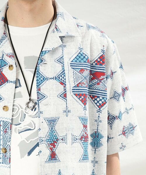 TAKEO KIKUCHI / タケオキクチ Tシャツ | トライバル パターン オープンカラーシャツ | 詳細15