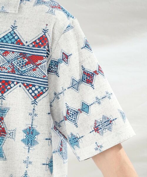 TAKEO KIKUCHI / タケオキクチ Tシャツ | トライバル パターン オープンカラーシャツ | 詳細6