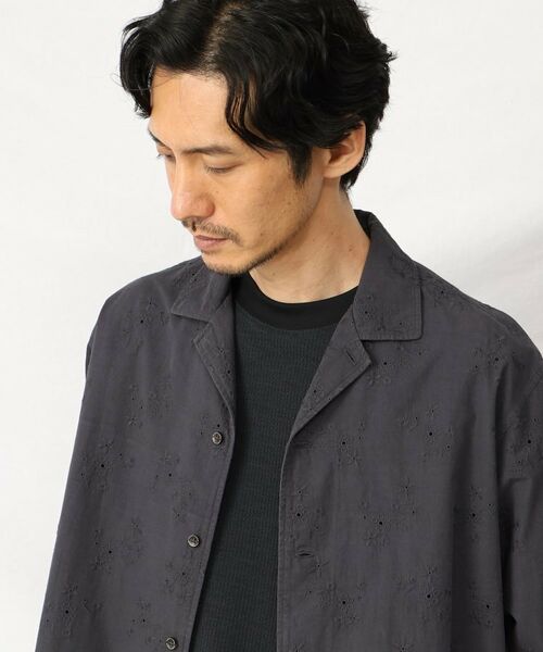 TAKEO KIKUCHI / タケオキクチ Tシャツ | フラワー 刺繍 オープンカラー シャツ | 詳細10
