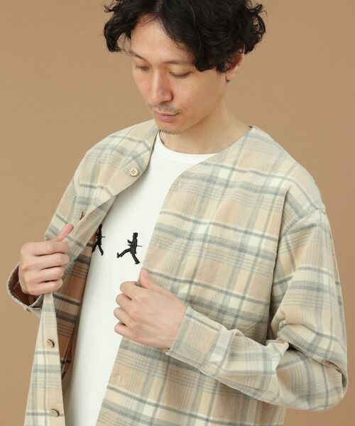 TAKEO KIKUCHI / タケオキクチ Tシャツ | 【Sサイズ～】コーデュロイチェック ノーカラーシャツ | 詳細19