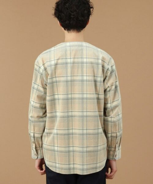 TAKEO KIKUCHI / タケオキクチ Tシャツ | 【Sサイズ～】コーデュロイチェック ノーカラーシャツ | 詳細4