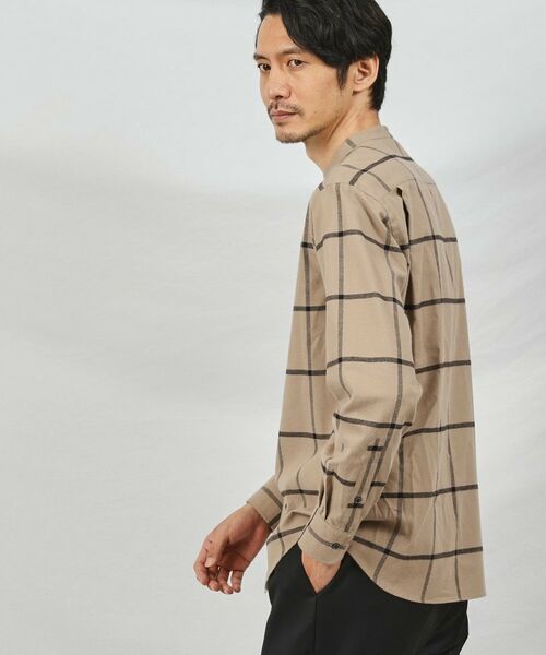 TAKEO KIKUCHI / タケオキクチ Tシャツ | ソフトタッチ ウインドウペン バンドカラーシャツ | 詳細3