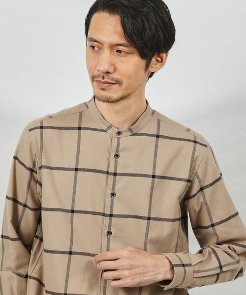 TAKEO KIKUCHI / タケオキクチ Tシャツ | ソフトタッチ ウインドウペン バンドカラーシャツ | 詳細4