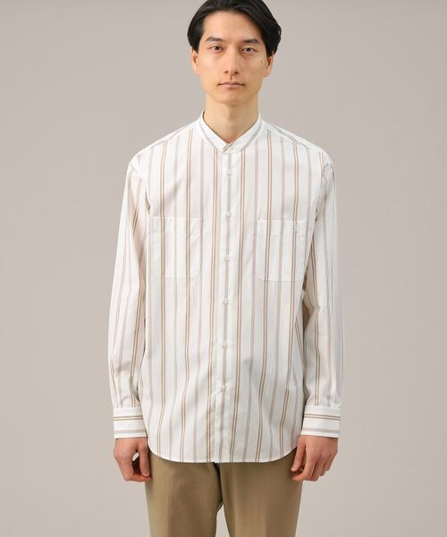 TAKEO KIKUCHI / タケオキクチ Tシャツ | 100／2ストライプ バンドカラーシャツ | 詳細15