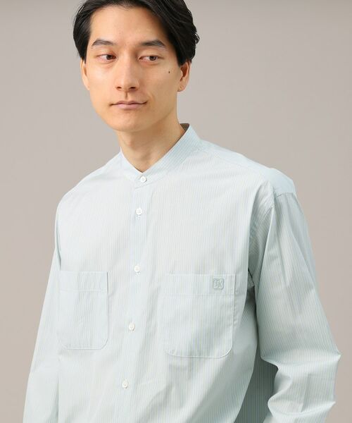TAKEO KIKUCHI / タケオキクチ Tシャツ | 100／2ストライプ バンドカラーシャツ | 詳細4